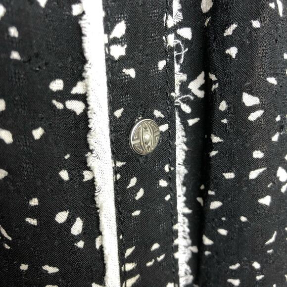 Free People black peach white floral batwing sleeve button down top size Small - Picture 4 of 15